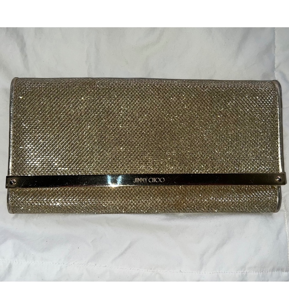 Jimmy Choo Gold Lurex Fabric Milla Clutch